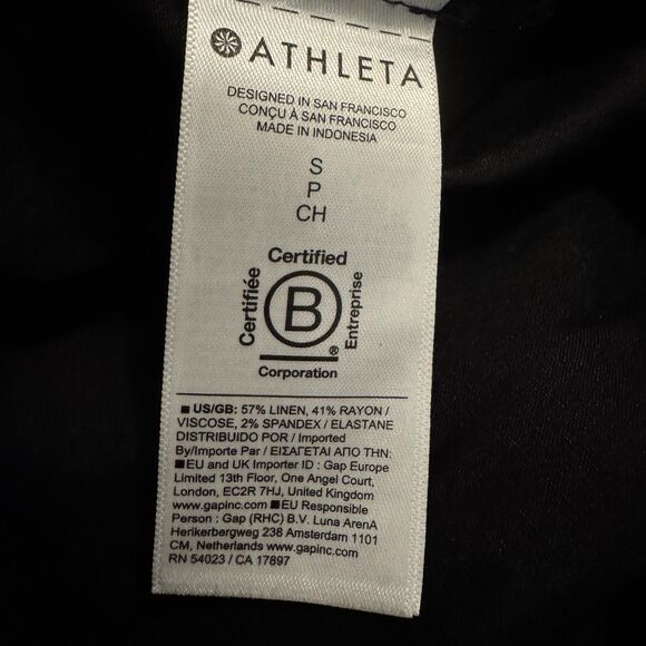 Athleta Paradise Straight Leg Cargo Pants Womens Small Black Linen Blend New - Picture 9 of 11